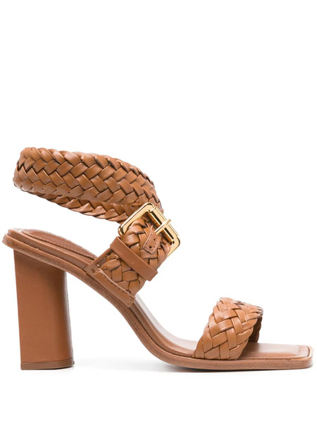  Schutz 95mm Braided Leather Sandals - Brown 