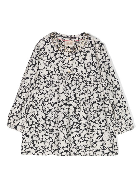  Scotch & Soda Floral-print Collarless Blouse - Blue 