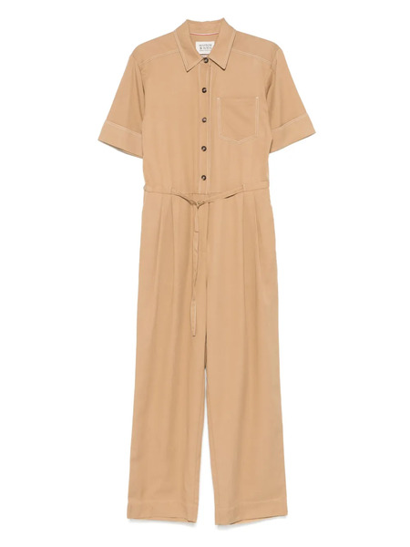  Scotch & Soda Gabardine-weave Jumpsuit - Brown 