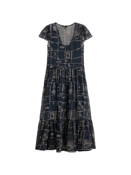 Scotch & Soda Patterned V-neck Midi Dress - Blue 