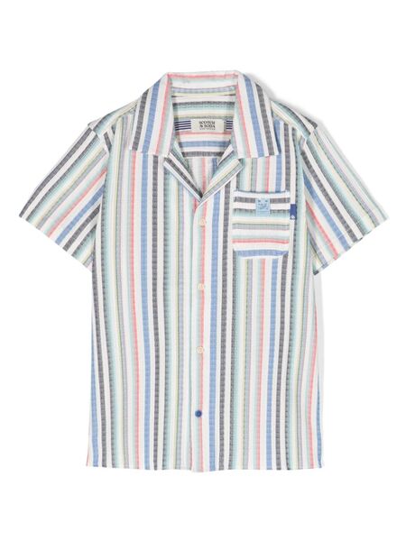  Scotch & Soda Striped Camp-collar Shirt - White 