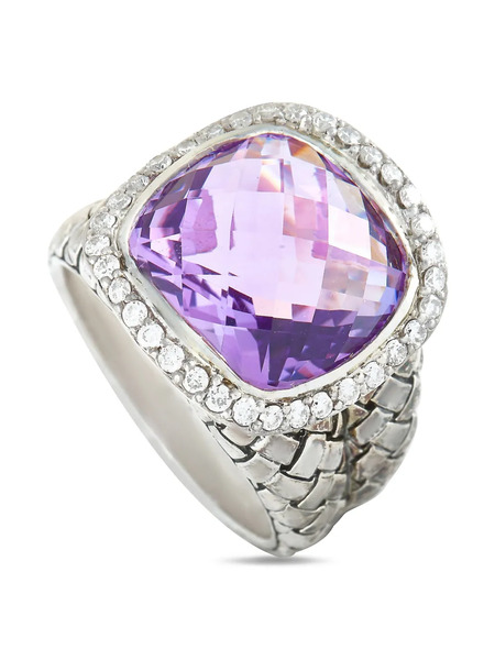  Scott Kay Diamond And Amethyst Dome Ring - Silver 