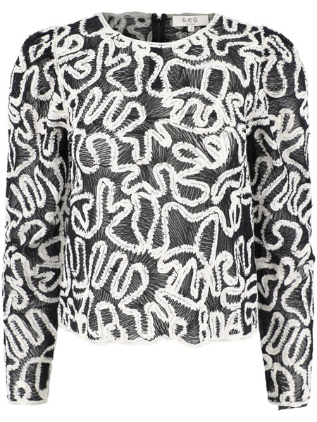  Sea Alice Embroidery Blouse - Black 