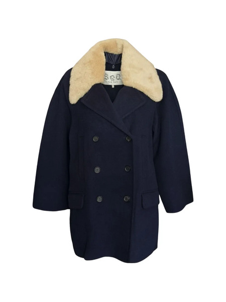  Sea Double-breasted Coat - Blue 