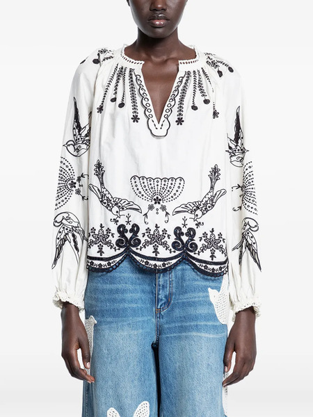  Sea V-neck Blouse - White 