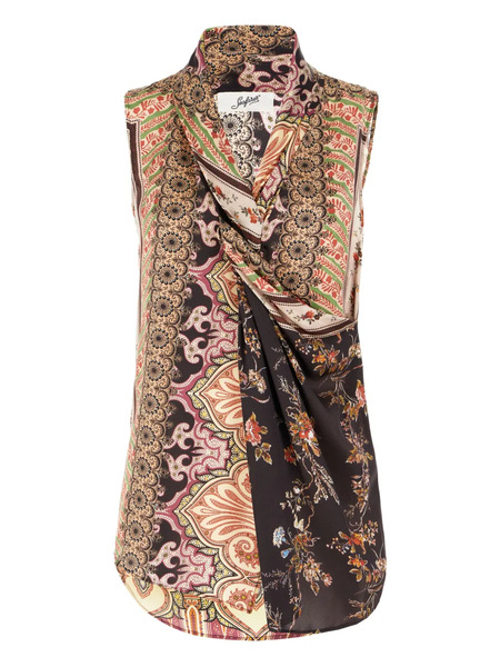  Seafarer Paisley-print Draped Top - Brown 