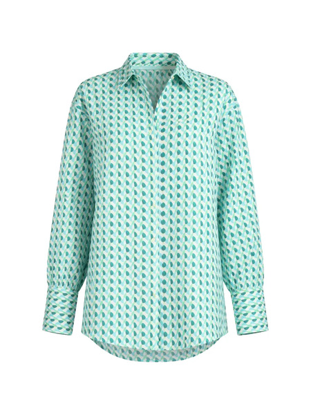  Seafolly Geometric Print Button Shirt - Green 