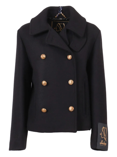  Sealup Teodora Buttoned Pea Coat - Black 