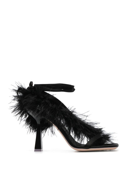  Sebastian Milano Marie A. 110mm Feather-trim Sandals - Black 