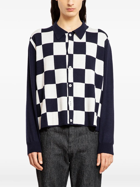  Second/layer Checkered Cardigan - Blue 
