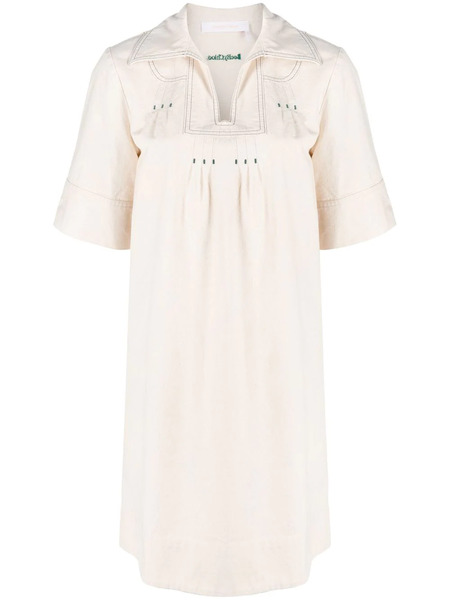  See By Chloé Short-sleeve Embroidered Minidress - White 