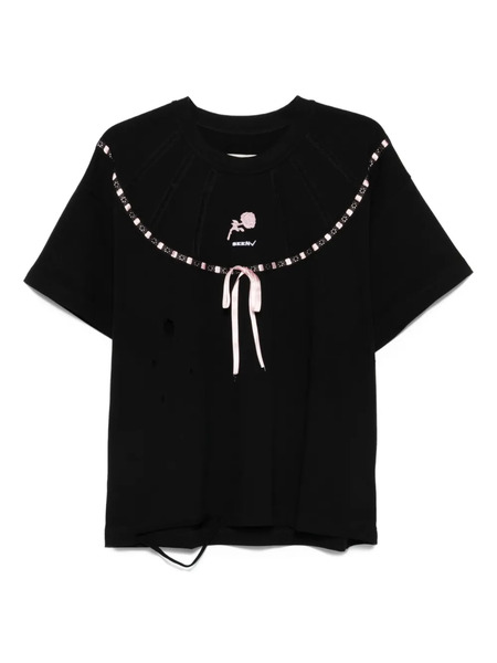  Seen Users Altered Dreamwear Embellished-bow T-shirt - Black 