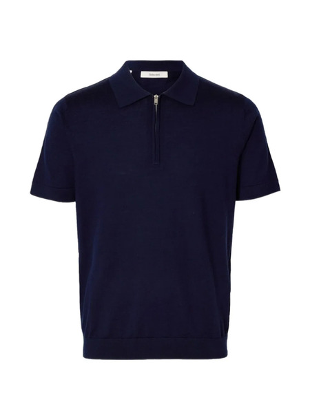  Selected Half Zip Knitted Polo - Blue 