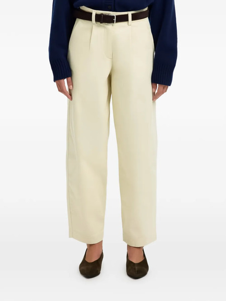  Selected Mid-waist Barrel-fit Pleated Cotton Trousers - Neutrals 