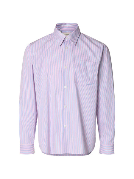  Selected Striped Chest-pocket Shirt - Pink 