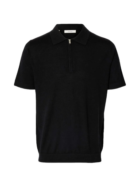  Selected Zip Polo T-shirt - Black 