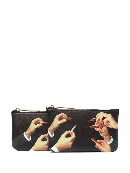  Seletti Graphic-print Textured Wallet - Black 