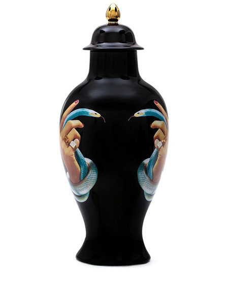  Seletti Hand With Snakes Porcelain Vase - Black 
