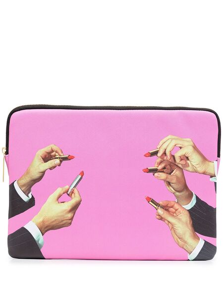 Seletti Lipstick-print Laptop Case - Pink 
