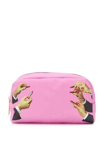  Seletti Lipstick Print Makeup Bag - Pink 