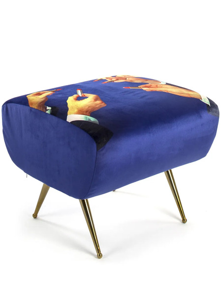  Seletti Lipstick-print Pouf - Blue 