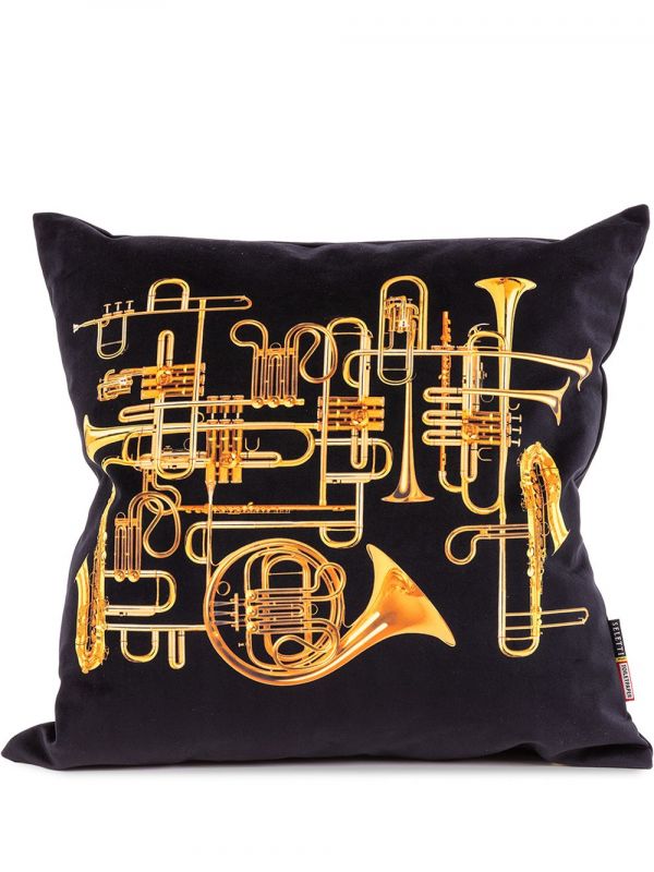  Seletti Trumpets Feather Cushion - Black 
