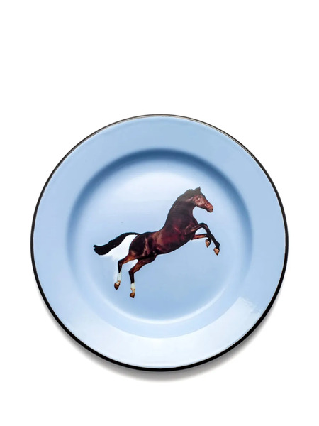  Seletti X Toiletpaper Horse-printed Metal Plate - Blue 