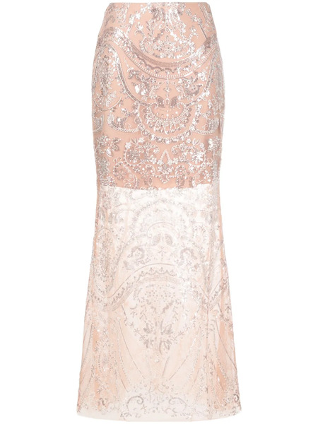  Self-portrait Bead-embellished Layered Skirt - Neutrals 