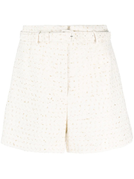  Self-portrait Belted Bouclé Shorts - Neutrals 
