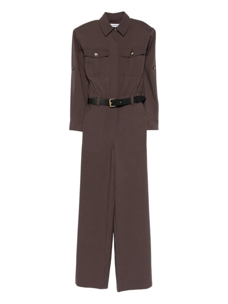  Self-portrait Belted Pocket Jumpsuit - Brown 