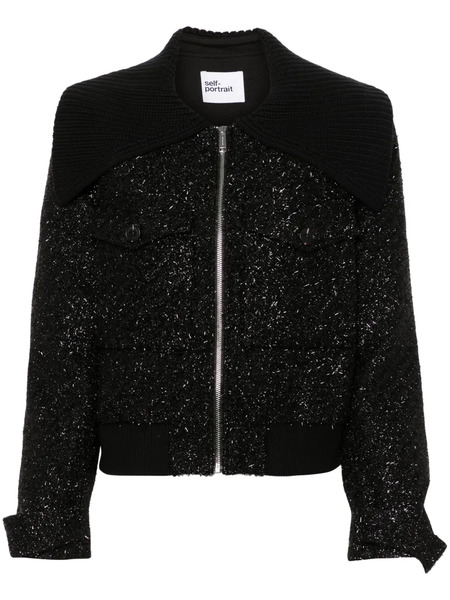  Self-portrait Bouclé Bomber Jacket - Black 