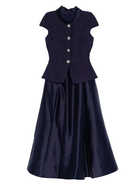 Self-portrait Bouclé-effect Tailored Midi Dress - Blue 