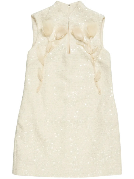  Self-portrait Bouclé Flower-motif Mini Dress - Neutrals 