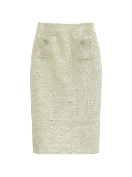  Self-portrait Boucle Pocket Skirt - White 