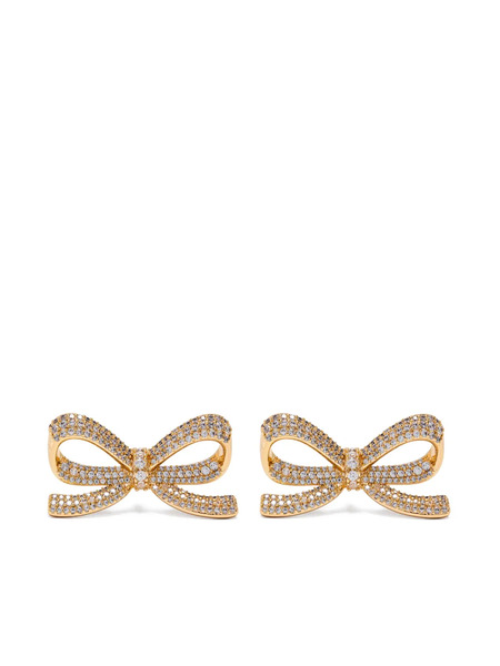  Self-portrait Bow Crystal Earrings - Gold 