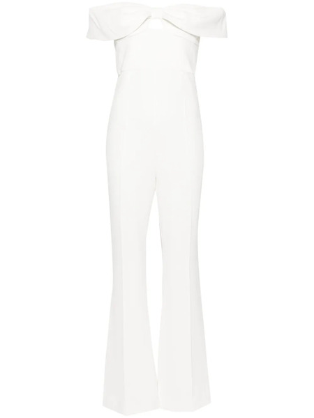  Self-portrait Bow-detailed Off-shoulder Jumpsuit - White 