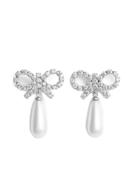  Self-portrait Bow Pearl-embellishment Earrings - Silver 