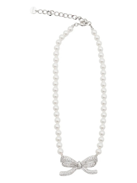  Self-portrait Bow Pearl Necklace - Silver 