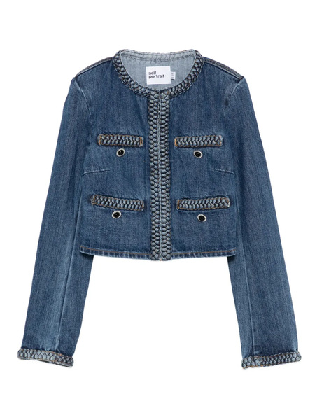  Self-portrait Braided-trim Denim Jacket - Blue 
