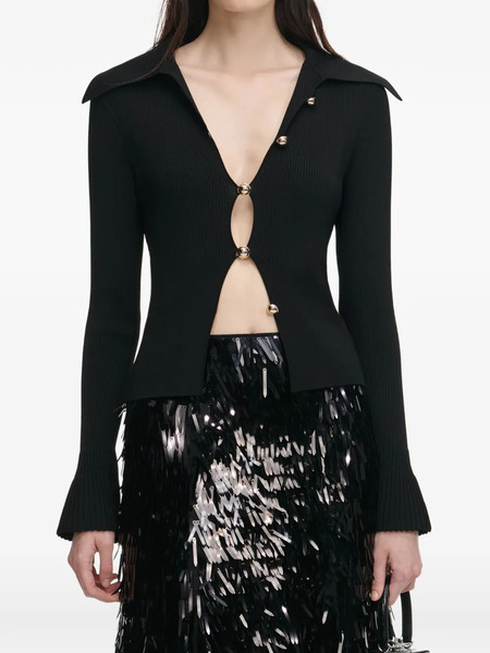  Self-portrait Button-embellishment Cardigan - Black 