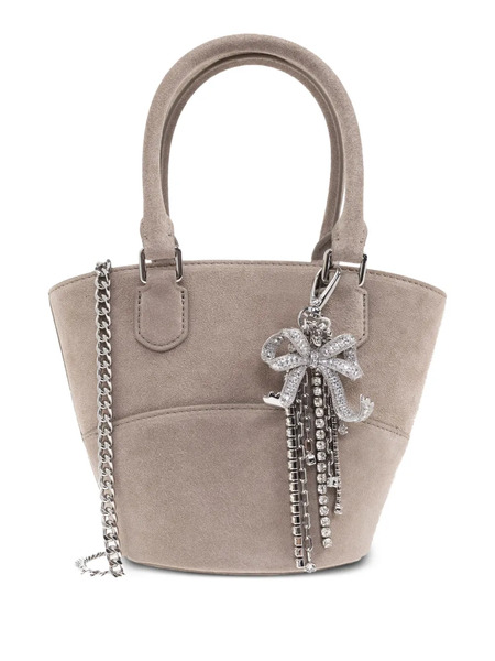  Self-portrait Charm-detail Suede Bucket Bag - Grey 