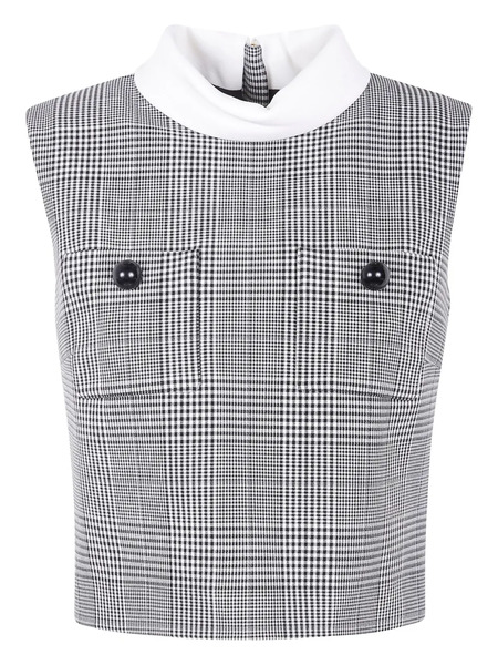  Self-portrait Checked Cropped Vest - Black 