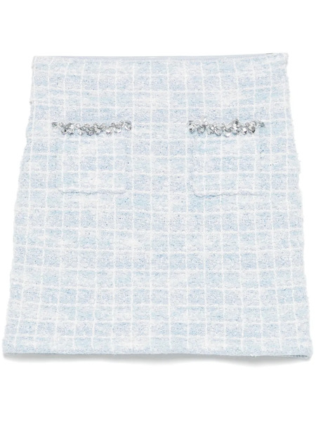  Self-portrait Checked Knitted Mini Skirt - Blue 