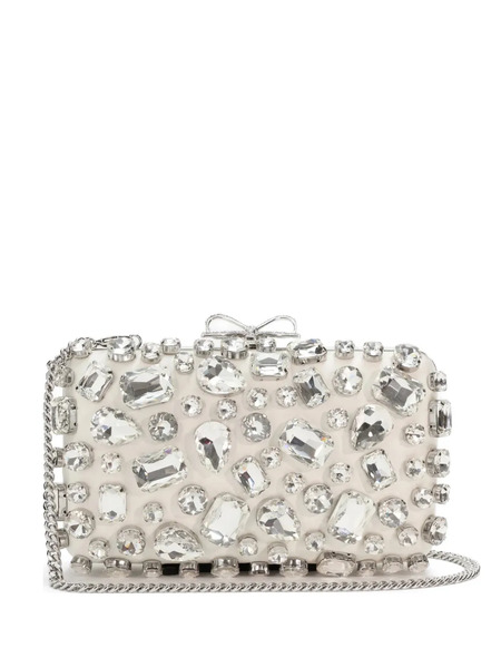  Self-portrait Self-portrait Cream Satin Crystal Clutch - Neutrals 