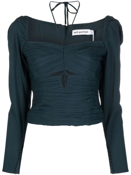  Self-portrait Crepe Cut-out Top - Blue 