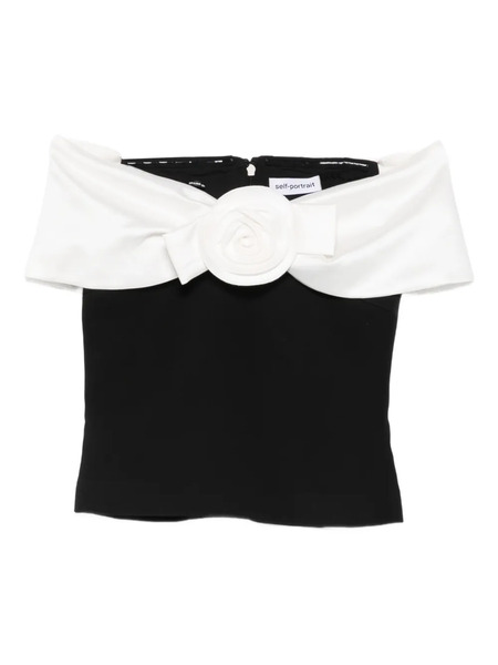  Self-portrait Crepe Off-shoulder Top - Black 