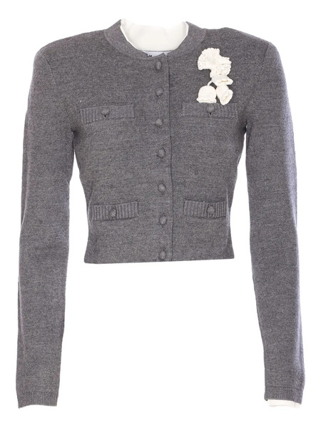  Self-portrait Crochet-flower Button Cardigan - Grey 