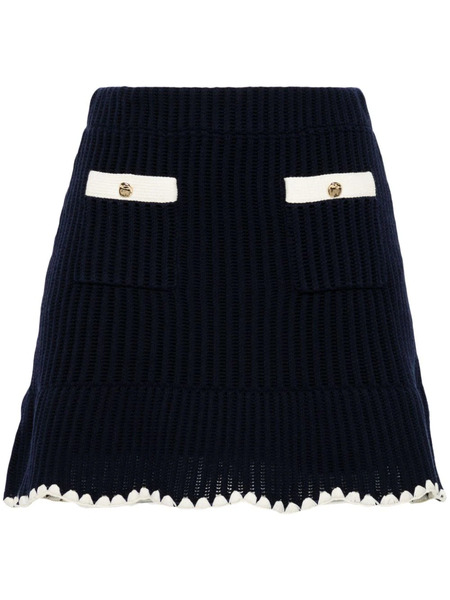  Self-portrait Crochet-knit Mini Skirt - Blue 