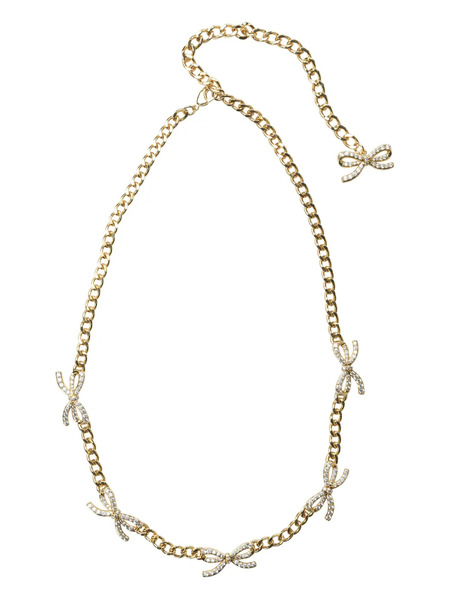  Self-portrait Crystal Bows Necklace - Brown 