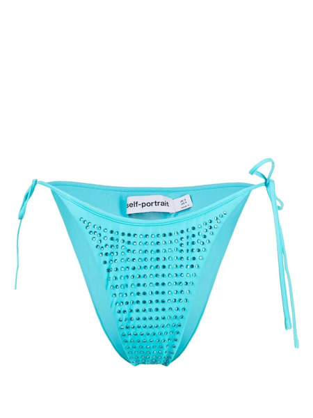  Self-portrait Crystal-embellished Bikini Bottoms - Blue 